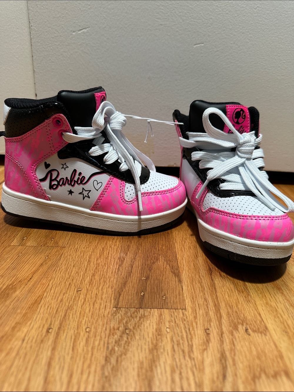 Barbie Pink, White & Black High-Top Kids Sneakers
